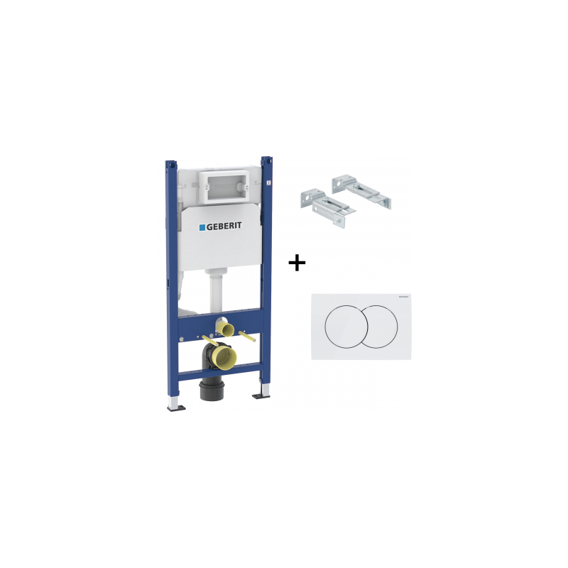 Geberit Duofix rėmas pakabinamam WC puodui, Delta01 vandens nuleidimo mygtukas baltos spalvos