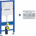 Geberit Duofix rėmas pakabinamam WC puodui, Delta01 vandens nuleidimo mygtukas chromo spalvos