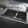 Grohe K700 įmontuojama plautuvė 900x500mm, 2 dubenys, granito juoda