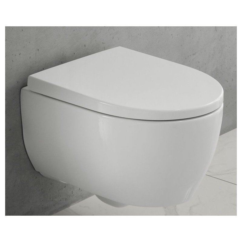 Geberit iCon pakabinamo WC puodo rinkinys, kompaktiškas ilgis, uždara forma, Rimfree, dangčiu, balta / matinis