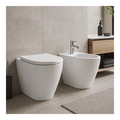 Geberit iCon pastatomo WC puodo rinkinys, priglaudžiamas prie sienos, uždara forma, Rimfree, su WC puodo dangčiu