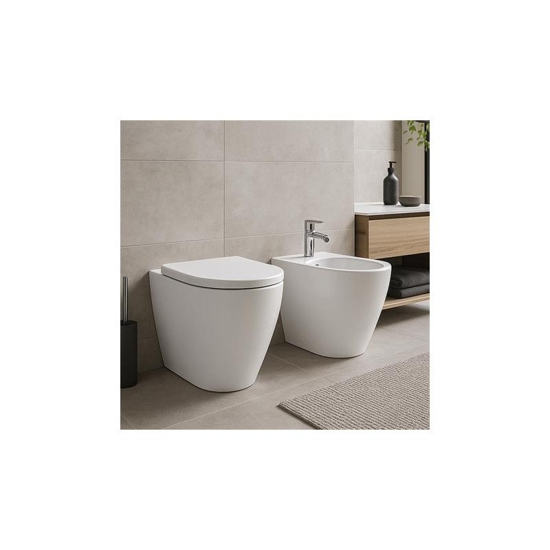 Geberit iCon pastatomo WC puodo rinkinys, priglaudžiamas prie sienos, uždara forma, Rimfree, su WC puodo dangčiu