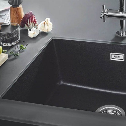 Virtuvės plautuvė Grohe K700, su išleidimu 46x41 cm, granito juoda