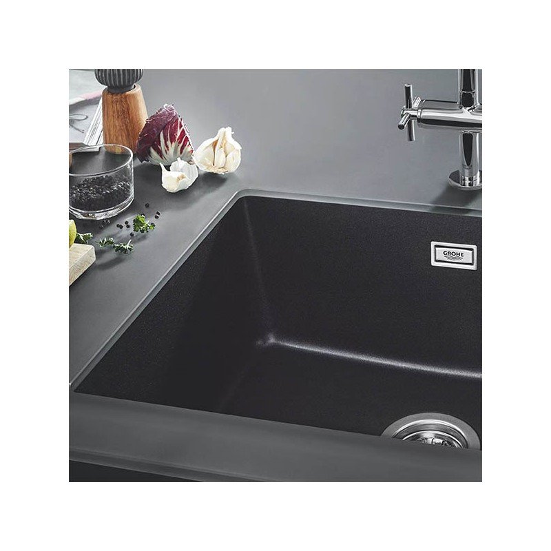 Virtuvės plautuvė Grohe K700, su išleidimu 46x41 cm, granito juoda